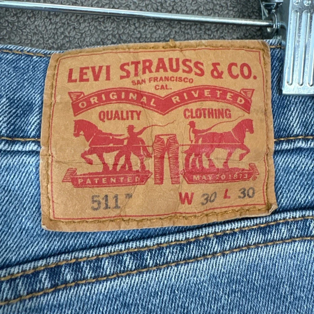 Levi's Jeans Men 30x30 Blue 511 Slim Fit Distressed Casual Denim Casual Everyday